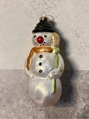 Krebs KC Glass Christmas Ornament Germany Painted Snowman Snow